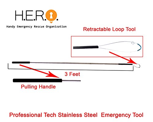Experts Tools Automotive Lockout Button Grabber/Button Puller Stainless Steel 36 inch Loop Car Entry Tool