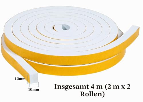 Dichtungsband Türdichtung Selbstklebend 12mm(B) x10mm(D)/4m(L) für Türen Fenster Schaumstoff klebeband Gummidichtung Gegen Kalte… – Ansicht 2