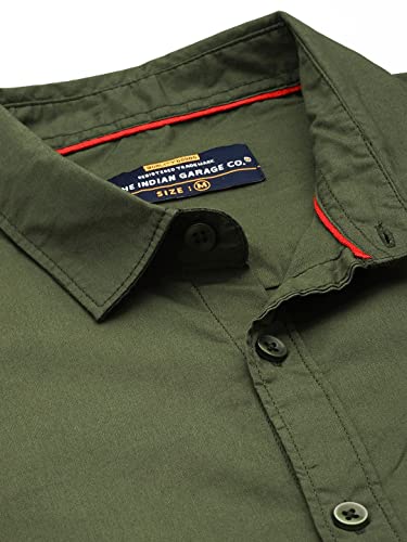 Image of The Indian Garage Co Men Slim Fit Solid Full Sleeves Cutaway Collar Casual Shirt