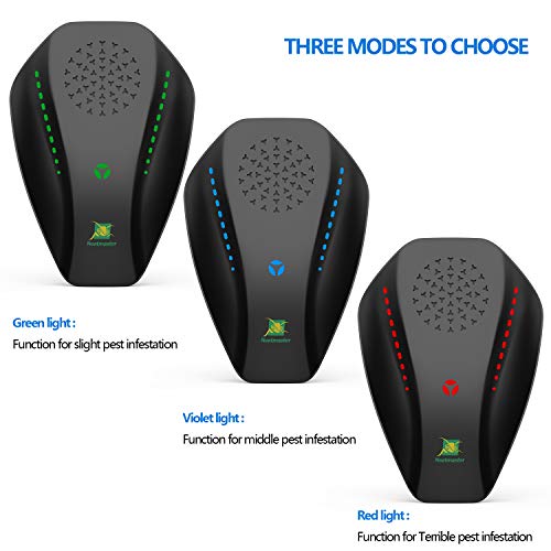 Neatmaster Dual Microchip Ultrasonic Pest Repeller Mice Control Variable Electromagnetic Insect Repellent Reject Rodent Bed Bug Mosquito Ant Fly Cockroach Spider and More, Black