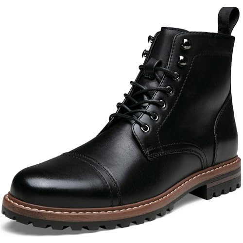 Jousen Mens Boots Leather Cap Toe Casual Boots Chukka Dress