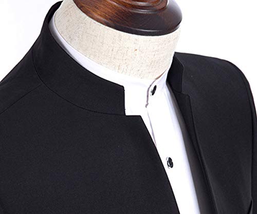 GATMSTZ Men Formal Chinese Style 2 Piece Suit Stand Collar Slim Fit Groom Tuexdo3