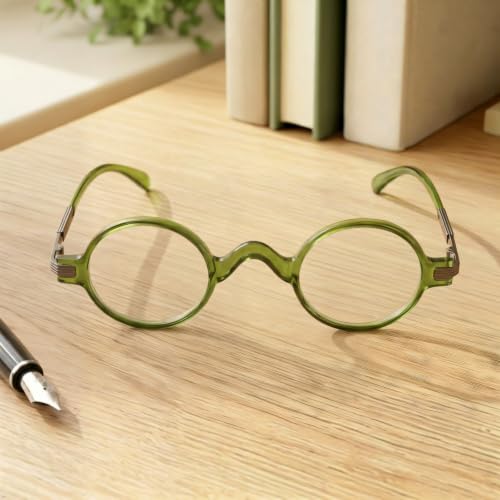 Image of Eyekepper Reading Glasses for Men, Small Round Readers Women, 3.00 Green | Mens Womens Cheaters, Reader Eyeglasses, All-Day Comfort Spring Hinges, Scratch Resistant for Work /Crafts