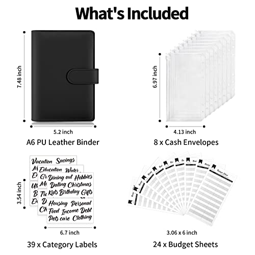 Sooez Budget Binder With Cash Envelopes, Money Organizer For Cash With Budget Sheets & 39 Stickers, Cash Envelopes Savings Binder, Budget Binder With Zipper Envelopes, Cash Wallet Envelope System #TOP1