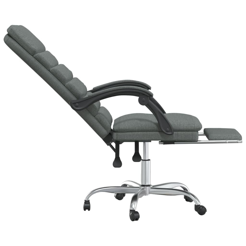 Silla de oficina de masaje gris oscuro, 110-120 cm, función reclinable, transpirable, marco de metal, oficina en casa, juegos