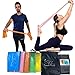 Set de 5 Bandes Elastiques de Sport pour Musculation Fitness Pilates Yoga Rééducation s’échauffer s’étirer Faire du Sport à la Maison + Sac de Rangement + livret d’Exercices
