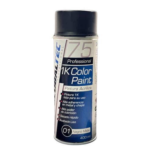 GLOBALTEC PROFESSIONAL Spray Pintura Acrílica Negro Mate 400ml – Acabado Profesional | Secado Rápido | Alta Adherencia y Resistencia | Uso en Múltiples Superficies