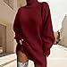 Costaric Women's Sweater Dress Fall Winter 2025 Fashion Turtleneck Long Sleeve Wedding Guest Cocktail Evening Formal Mini Dress Burgundy XL