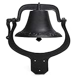 MYOYAY 14'' Large Heavy Cast Iron Dinner Bell Antique Vintage Style Farmhouse Door Bell for Outdoor Garden Backyard Liberty Farm Church School