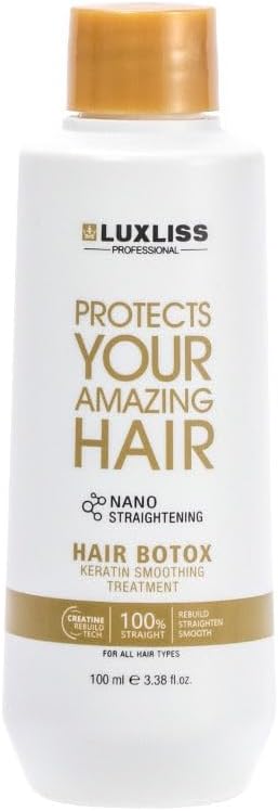 LuxlissHair Botox Keratin Smoothing Treatment, Nano Straightening, 100 ml
