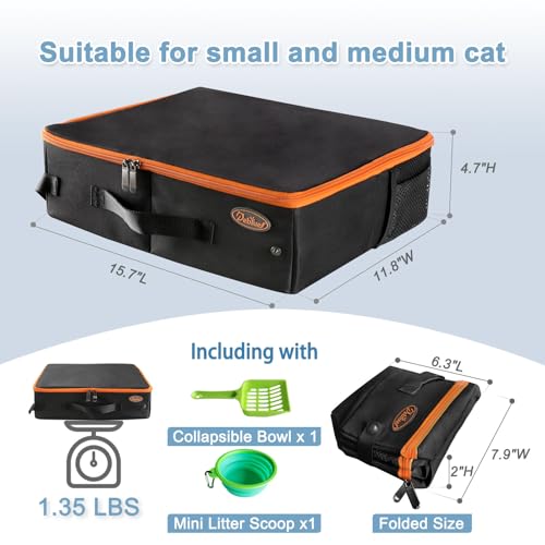 Image of Deblue Portable Cat Travel Litter Box with Lid, Leak-Proof and Water-Proof, Lightweight Cat Litter Box for Car, Road Trip, Hotel, Airplane, and Outdoor-Black
