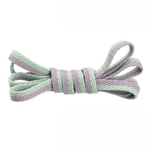 Lot de 2 Paires de Lacets Plats Unisexes - 1 m/1,2 m - Bicolore - pour Chaussures de Sport,Chaussures de Course,Chaussures de randonnée,Petites Chaussures Blanches,Baskets (Violet Clair + Vert Pomme) Cover