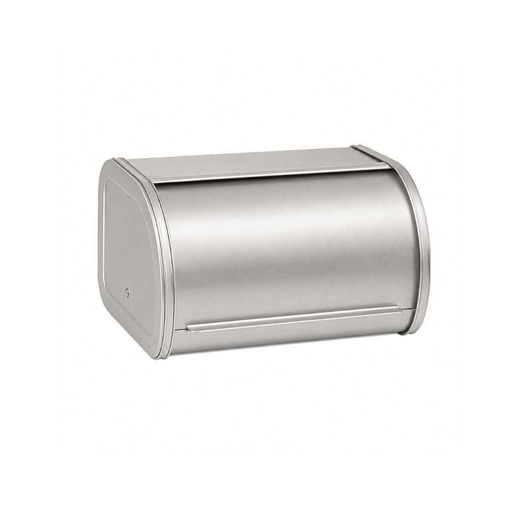 EHC Roll Top Bread Box Roll Top Lid, Metal Bread Bin Kitchen Storage Container, Stainless Steel, 30.5 x 27 x 17 cm