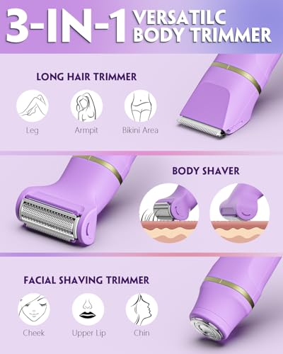 Tiovara TL-01 Bikini Trimmer For Women, 3 In 1 Electric Razors For Women, Ipx7 Waterproof Wet Dry Body Shaver Pubic Hair Trimmer Facial Hair Remover thumb #1