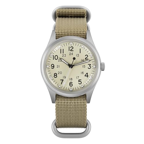 Image of Militado ML05 38mm VH31 Quartz Watch - Domed Sapphire Crystal Field Watch C3 Super Luminous Retro Sweep Wrist Watch for Men 100M Waterproof