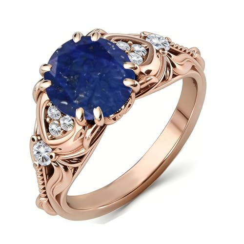 Image of Gemstone Vintage Rings for Women s925 Sterling Silver Round Cut 1.0 Carat Gemstone with Moissanite Promise Engagement Anniversary Ring for Her
