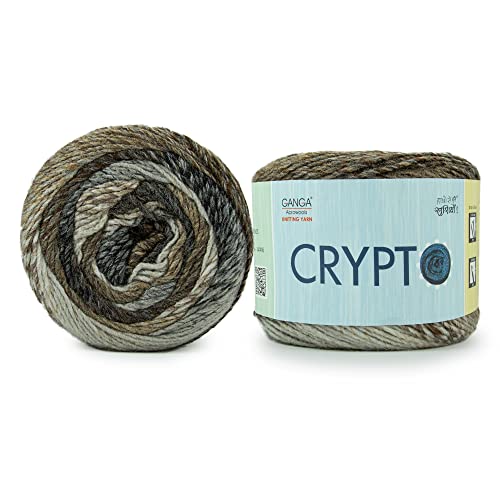 Image of Ganga Acrowools Crypto -100% Acrylic Yarn, Hand Knitting and Crochet Yarn, Pack of 2 Balls - 100Gm Each. Shade No - Ptt1912, Multi