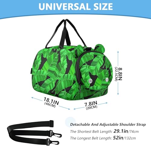 Tropical Banana Green Kids Travel Duffel Bag for Boys Girls Overnight Weekend Tote Bag with Shoes Compartment for Gym Sports Dance3