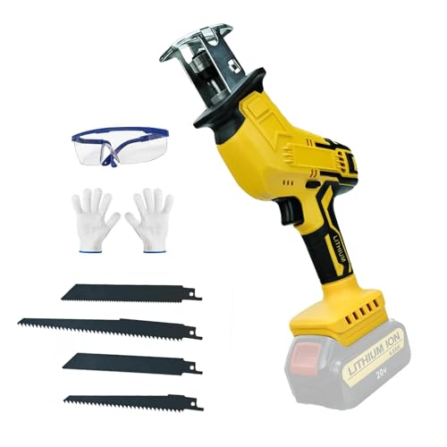 Cordless Reciprocating Saw for Dewalt 20V max reciprocating saw,Recipro Saw 0-3000SPM Variable Speed,4 Saw Blades,Tool-free Blade Change Chainsaw for Cutting Wood/Metal/Plastic(No battery)