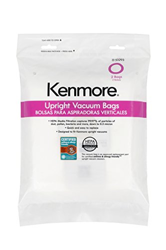 Kenmore 53293 Style O HEPA Cloth Vacuum Bags for Kenmore Upright Vacuum Cleaners 2 Pack,White