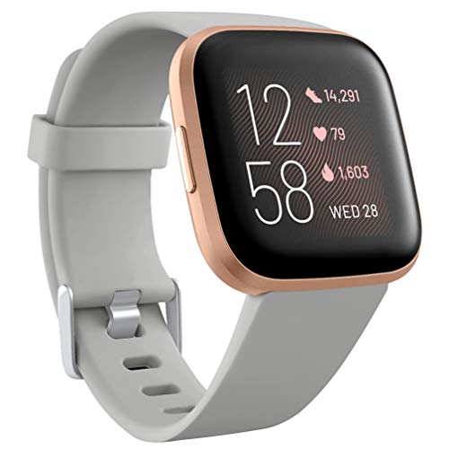 Image of Wepro Compatible Fitbit Versa Silicone Classic Replacement Wristband Straps, Small, Grey