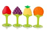 Baby Teething Toys w/Safe Smoothened Edges (4 Count) | Food Grade Soft Silicone Fruit Teethers for B