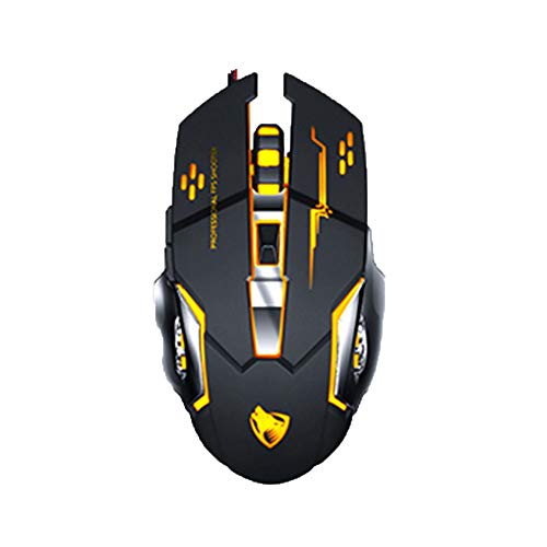 Gaming-Maus, 8D 3200DPI Einstellbar Verdrahtete Optische LED-Computer-Mäuse USB-Kabel Silent Mouse Für Laptop-PC,Gelb