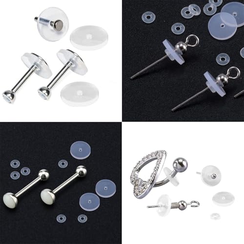 COYUN 40 Stück Anti Wildfleisch Piercing Disc 3/5/7/9mm Silikon Ohrring Rückseiten Clear Disc Pads to Stabilize Earrings Keloid Disc Discs