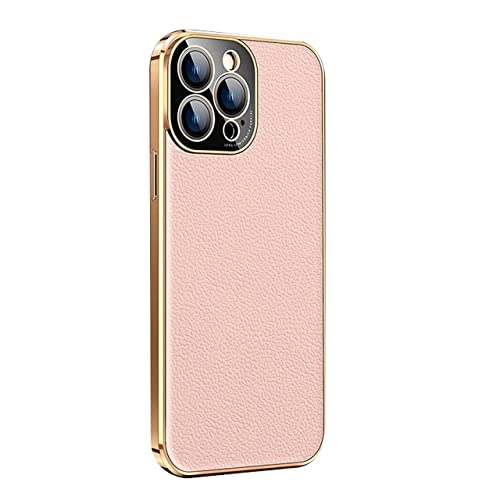 Coque iPhone 14 Pro rose protection intégrale cuir véritable durable