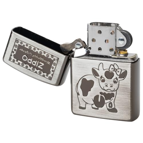 Encendedor Zippo Oil Armor Cow Silver Black miniatura 5