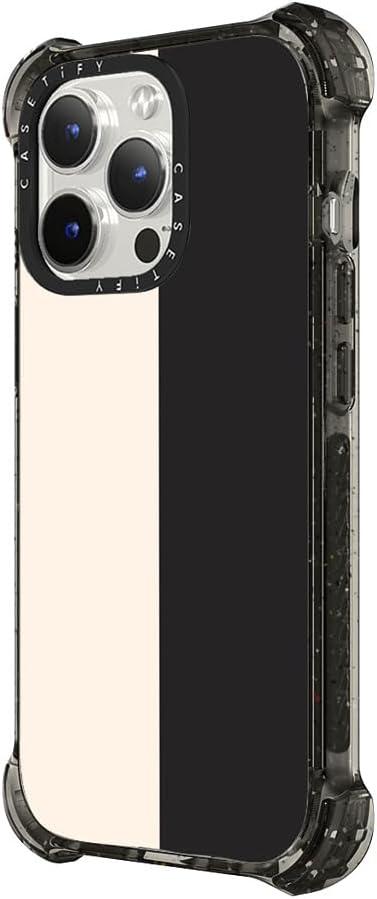 CASETiFY Bounce iPhone 15 Pro Case [6X Military Grade Drop Tested / 21.3ft Drop Protection/Compatible with Magsafe] - White/Black Colorblock - Clear Black