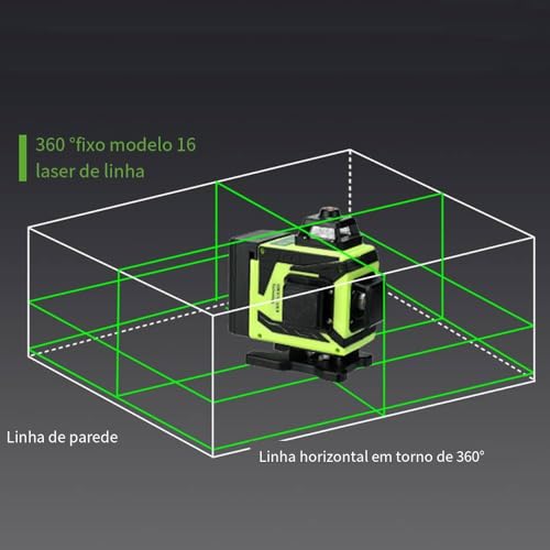 Nível Laser,4D 16 Linhas Laser Nível 3° Máquina Autoniveladora Ferramenta de Nivelamento de Bateria