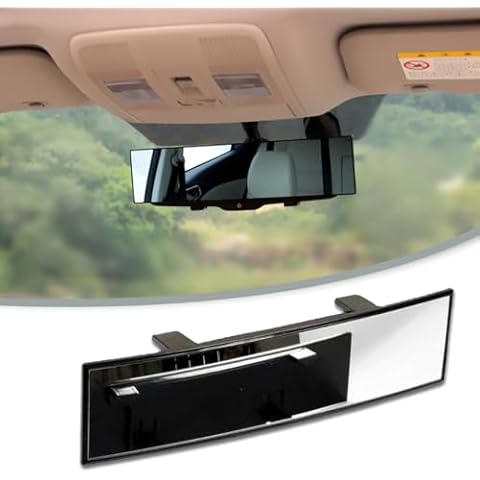 Honibaoto Rear View Mirror for Car, Mirrors Universal 12 Inch Interior Clip On Panoramic Rearview Mirror,HD Anti Glare Wide Angle and Reduce Blind Spot,Universal Use for Cars, SUVs, Trucks, Vehicles Cover