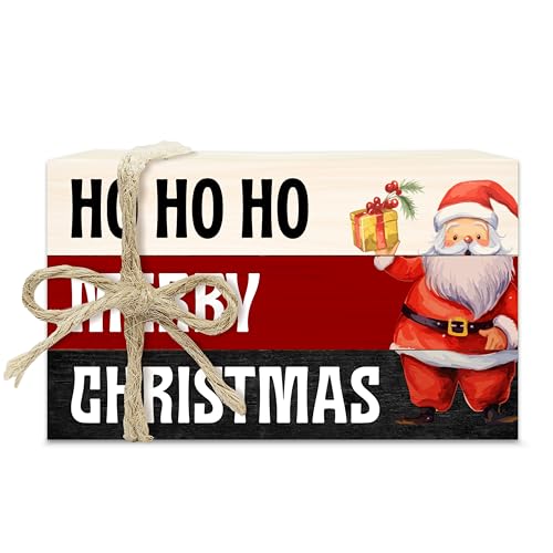Christmas Decorative Book Stack for Farmhouse, Christmas Santa Tiered Tray Decor, Winter Stacked Books Set, Merry Christmas Wooden Book Decor for Home Office Bedroom Table Shelf -41