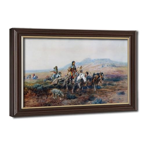 Impression sur toile Charles M Russell haut de gamme When The Trail Was Long entre deux camps