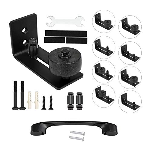 Hysagtek Guías de puerta para puertas de granero con 8 opciones de configuración para puertas correderas, fácil instalación y 1 pomo de puerta