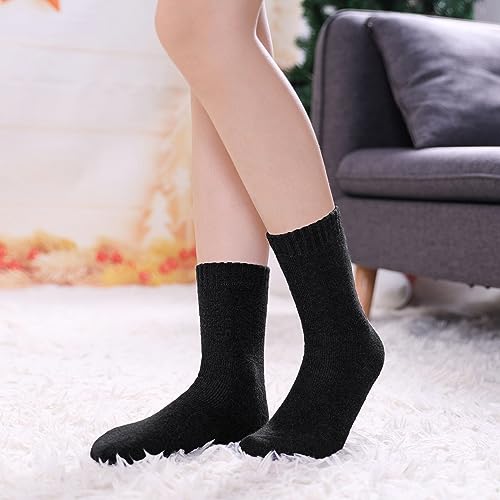 Image of LINEMIN Wool Socks for Women Winter Warm Hiking Thick Warm Cozy Boot Crew Gift Socks 5 Pairs