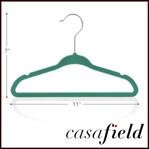 Casafield 50 Velvet Baby Hangers - 11" Size for Infant & Toddler Clothes - Teal