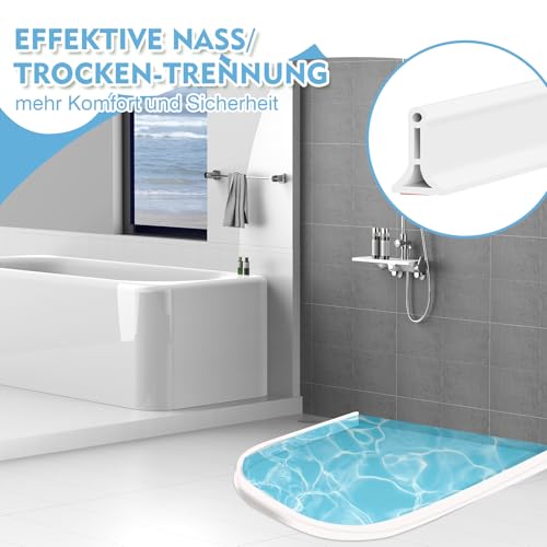 SPOKKI 3M Schwallschutzleiste Dusche Selbstklebend Flexible Schwallschutz, 4cm Höhe Wasserbarriere, Duschschwelle Wassersperre Barriere Duschdichtungen Schwallschutzleiste für Duschschwelle