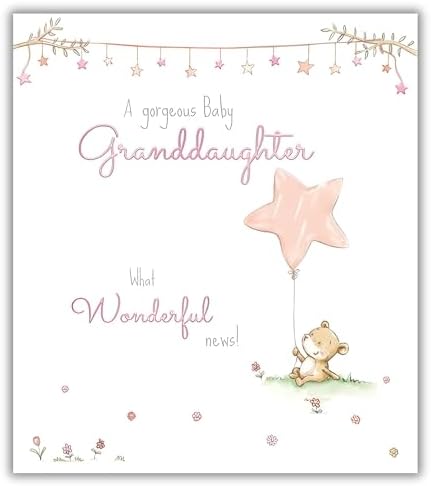 New Baby Granddaughter Buttoned Up Greeting Card Embellished Cards Baby