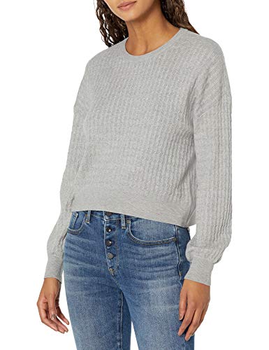 BB Dakota by Steve Madden Women s Cable Manners Knit Sweatshirt, Lt Heather Grey, Medium