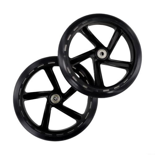 PU Scooter Wheels (2-Pack) – Silent Polyurethane Trolley Caster Wheels for Shopping Carts, Roller Skates, Furniture, Wheelchairs & Wagons – 125mm to 200mm Sizes(translucent200mm*40mm)