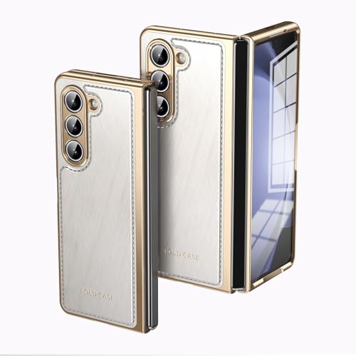Coque Samsung Z Fold 5 luxe en cuir PU premium style business à liseré doré protecteur