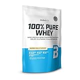 Amplia gama de sabores BioTechUSA 100% Pure Whey, Complejo de suero de leche con bromelina, aminoácidos, sin azúcar añadido, sin aceite de palma, 454 g, Vainilla Bourbon