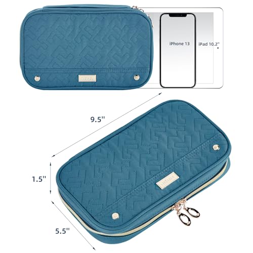 NISHEL Travel Jewelry Case, Holiday Organizer for Necklaces, Earrings, Rings, Bracelets, Watch, Lake-Blue by NISHEL - Image 2