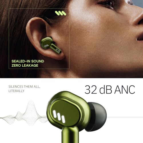 Image of GOBOULT Tenet Pro with ANC TWS Earbuds, 75H Playtime, Amp App Support, 32dB ANC, Quad Mic ENC, Dual Device Pairing, 13mm Driver Ear Buds, Bluetooth 6.0 Wireless Earbuds (Olive Green)