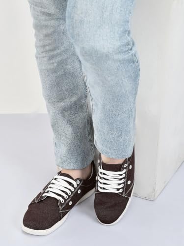 Image of FAUSTO Men Casual Classic Canvas /Fabric Sneaker Shoe | Lightweight Comfort Insole | Everyday 6-Eye Lace Up Shoes with Anti Skid TPR Sole