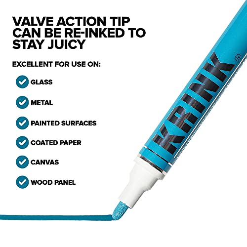Krink K-42 Teal Paint Marker - Vibrant And Opaque Fine Art Paint Pen For Any Surface - Permanent Marker With Alcohol-Based Paint For Metal Glass Paper Painted Surfaces And More #TOP3