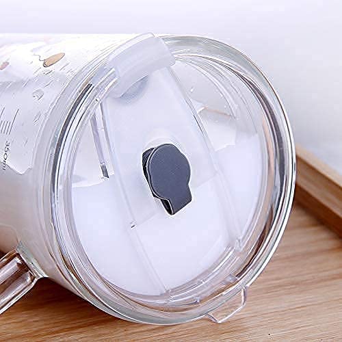Image of Glass Tumbler with Lid Silicon Straw and Handle Coffee Tea Milk Mug for Home Office and Traveling Espresso Chocolate & Beverage, Mocha, Cappuccino, Shake, Juice Mug 400ML(Classic)