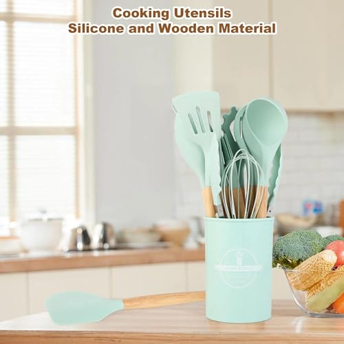 Set di 12 utensili da cucina in silicone, antiaderenti, per uso alimentare, verde alghe (verde alghe) - immagine 5